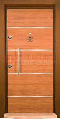 Коричневая входная дверь c МДФ панелью ЧД-11 в частный дом в Домодедово