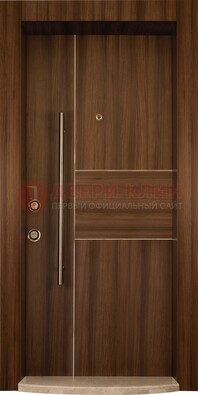 Коричневая входная дверь c МДФ панелью ЧД-12 в частный дом в Домодедово