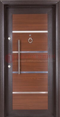 Коричневая входная дверь c МДФ панелью ЧД-27 в частный дом в Домодедово