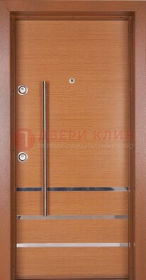 Коричневая входная дверь c МДФ панелью ЧД-31 в частный дом в Домодедово