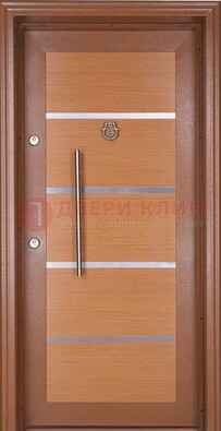 Коричневая входная дверь c МДФ панелью ЧД-33 в частный дом в Домодедово