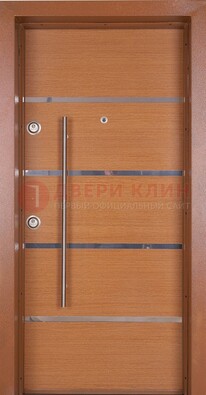 Коричневая входная дверь c МДФ панелью ЧД-35 в частный дом в Домодедово