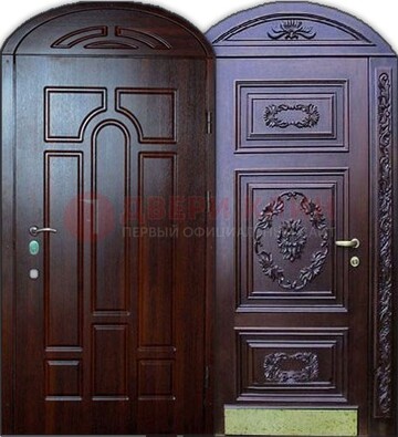Стильная железная арочная дверь с декоративным элементом ДА-24 