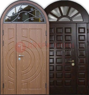 Входная арочная дверь с отделкой массив ДА-26 для загородного дома в Домодедово