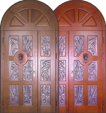 Металлическая арочная дверь со стеклом ДА-28 в коттедж в Шатуре