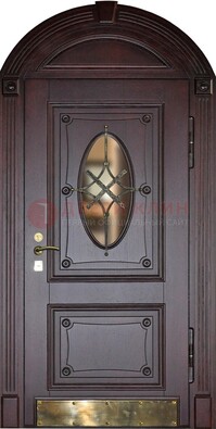 Арочная металлическая дверь с виноритом ДА-38 в Домодедово