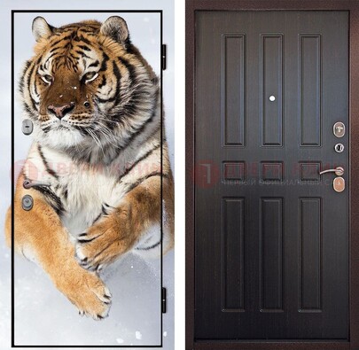 Металлическая дверь с фотопечатью тигра ДФ-1 в Сланцы