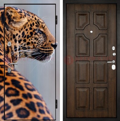 Металлическая дверь с фотопечатью леопарда ДФ-26 в Костроме