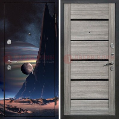 Стальная дверь с фотопечатью космоса ДФ-49 в Домодедово