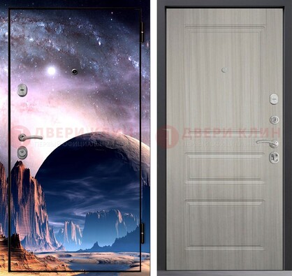 Железная дверь с фотопечатью космоса и планеты ДФ-50 в Домодедово