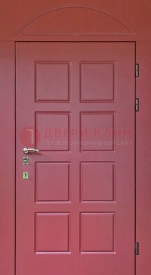 Красная стальная дверь с верхней фрамугой ДФГ-13 в Домодедово