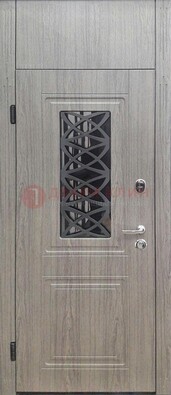 Металлическая дверь Винорит стекло и ковка с фрамугой ДФГ-33 в Домодедово