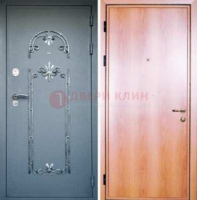 Железная дверь с ковкой ламинат внутри ДК-11 в квартиру в Домодедово