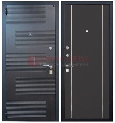 Темная металлическая дверь с МДФ ДМ-105 в деревянный дом в Домодедово