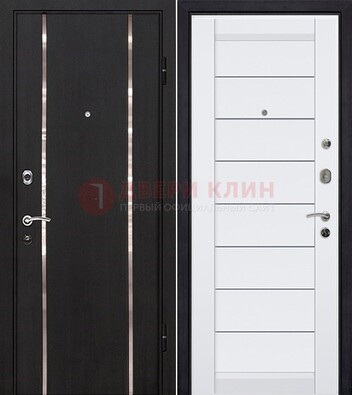 Черная входная дверь с МДФ и декоративными вставками ДМ-143 в Домодедово