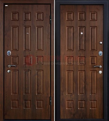 Коричневая металлическая дверь с МДФ ДМ-156 для квартиры в Тосно