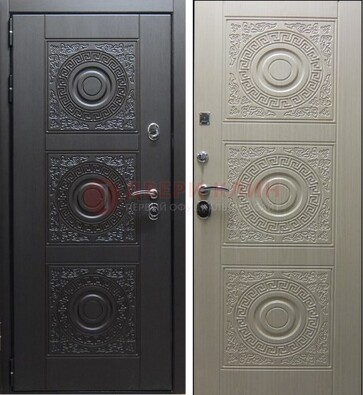 Темная стальная дверь с МДФ ДМ-161 для коттеджа в Домодедово