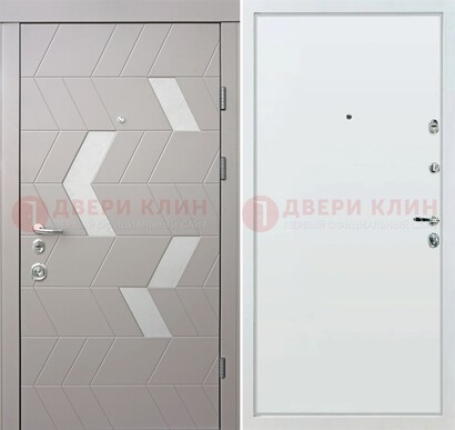 Светлая металлическая дверь с терморазрывом и МДФ панелью ДМ-190 в Видном