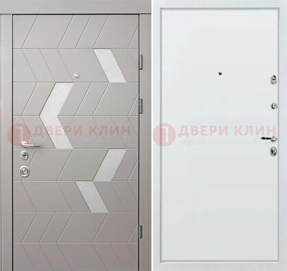 Светлая металлическая дверь с терморазрывом и МДФ панелью ДМ-190 в Домодедово