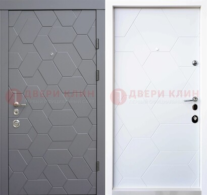 Серая стальная дверь с белой МДФ внутри ДМ-204 в Нижнем Новгороде