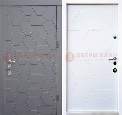 Серая стальная дверь с белой МДФ внутри ДМ-204 в Домодедово