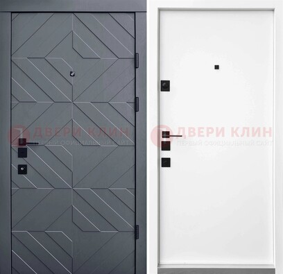 Темная уличная дверь с филенчатой МДФ внутри ДМ-205 в Домодедово