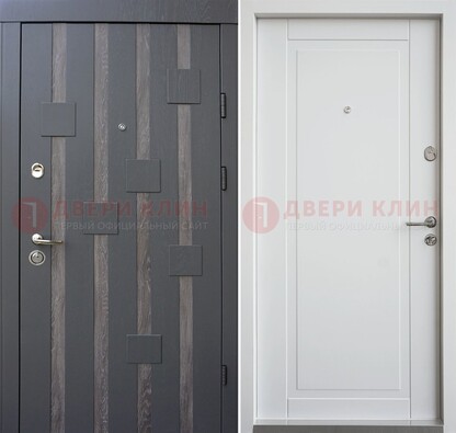 Темная металлическая дверь c белом МДФ внутри ДМ-231 в Домодедово