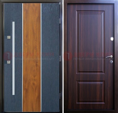 Современная входная дверь и с коричневой МДФ внутри ДМ-236 в Домодедово