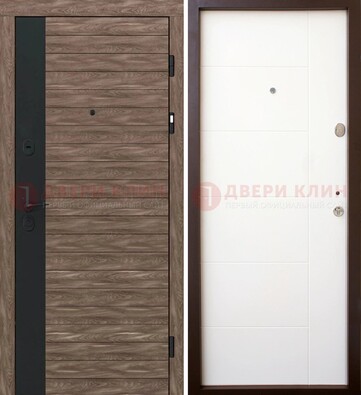 Коричневая входная дверь с черной вставкой МДФ ДМ-239 в Домодедово