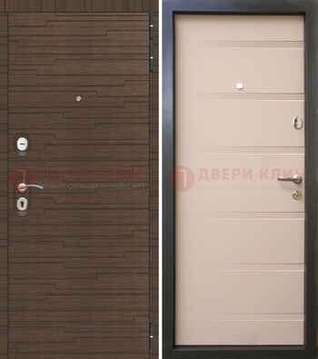 Коричневая  железная дверь c фрезерованной МДФ ДМ-248 в Домодедово