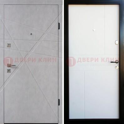 Серая входная дверь белым МДФ внутри ДМ-259 в Домодедово