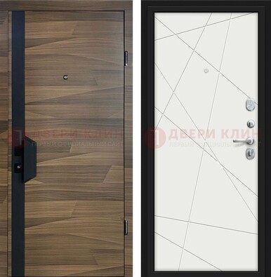 Стальная коричневая дверь МДФ c черной вставкой ДМ-267 в Домодедово