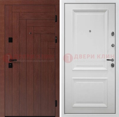 Входная металлическая филенчатая дверь Темный орех МДФ ДМ-276 