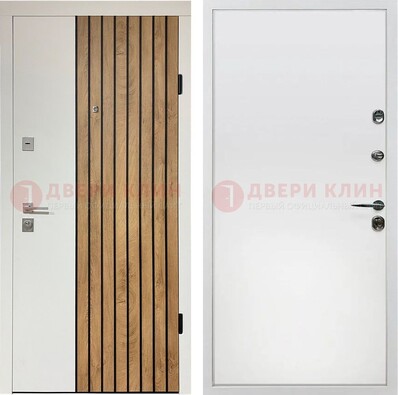 Белая с коричневой вставкой филенчатая дверь МДФ ДМ-278 в Домодедово
