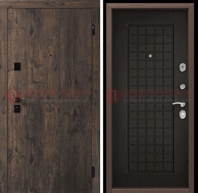 Металлическая коричневая дверь с МДФ темным внутри ДМ-286 в Домодедово