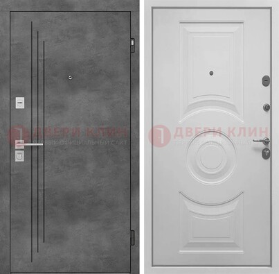 Металлическая серая дверь с МДФ светло-серой внутри ДМ-287 в Домодедово