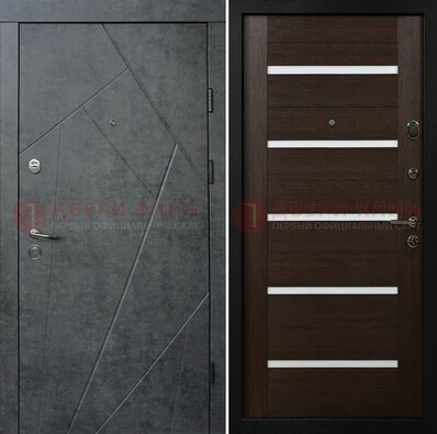 Металлическая серая дверь с филенчатой МДФ ДМ-289 в Домодедово