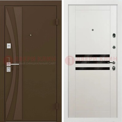 Стальная коричневая дверь с МДФ панелями ДМ-293 в Домодедово