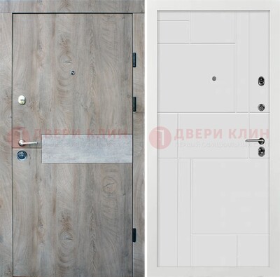 Серая металлическая дверь с белой МДФ внутри ДМ-297 в Домодедово