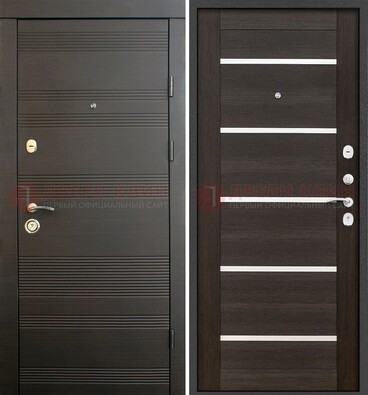 Черная металлическая входная дверь и внутри коричневый МДФ ДМ-301 в Домодедово