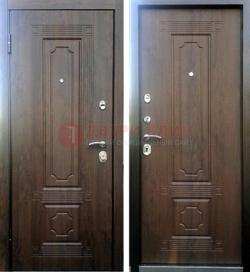 Коричневая металлическая дверь с МДФ ДМ-32 на дачу в Домодедово