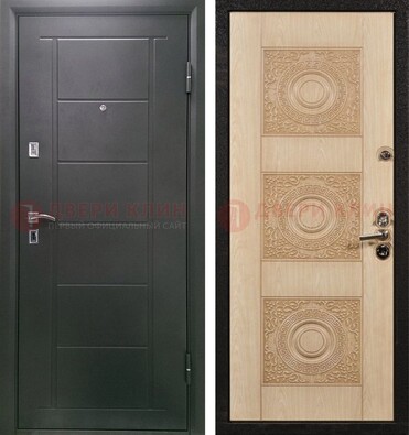 Темная железная дверь с МДФ в квартиру ДМ-344 в Климовске