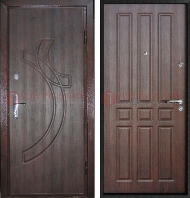 Коричневая железная дверь с МДФ и узором ДМ-345 в Куровском