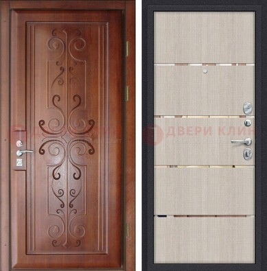 Металлическая дверь с панелями МДФ и вставками ДМ-358 в Домодедово