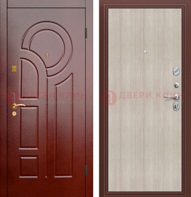Красная металлическая дверь с МДФ панелями ДМ-368 в Домодедово