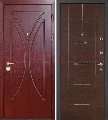 Темно-красная железная дверь с МДФ ДМ-370 в Домодедово