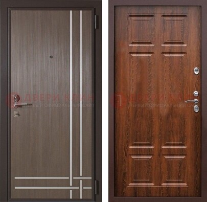 Темно-коричневая металлическая дверь с МДФ ДМ-373 в Ликино-Дулево