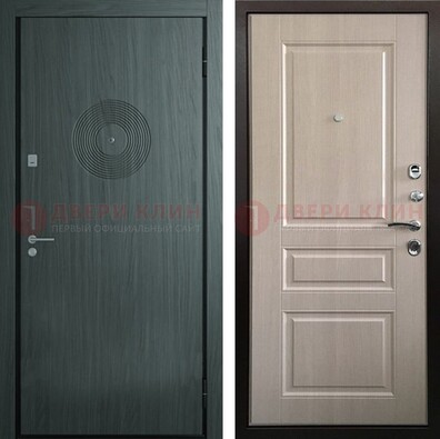 Темная железная дверь с МДФ панелями в квартиру ДМ-389 в Домодедово