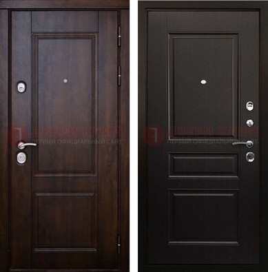 Классическая железная дверь с темными МДФ панелями ДМ-390 в Домодедово