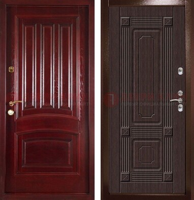 Красная стальная дверь с филенчатой МДФ ДМ-398 в Домодедово